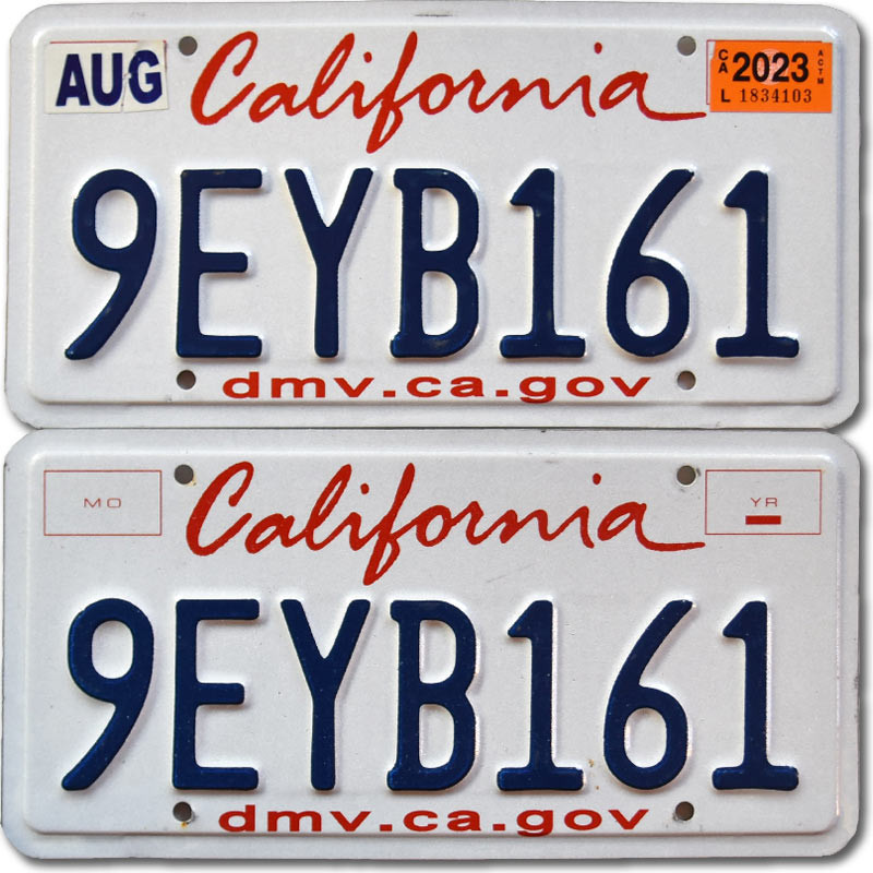 Amerikai rendszám California 9EYB161 pár