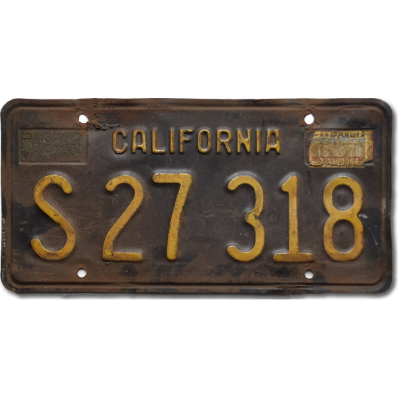 Amerikai rendszám California 1963 Black S 27 318