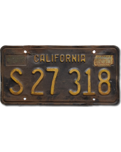 Amerikai rendszám California 1963 Black S 27 318