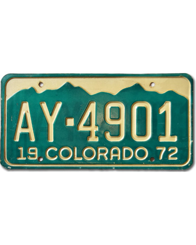 Amerikai rendszám Colorado 1972 Green Mountains AY-4901