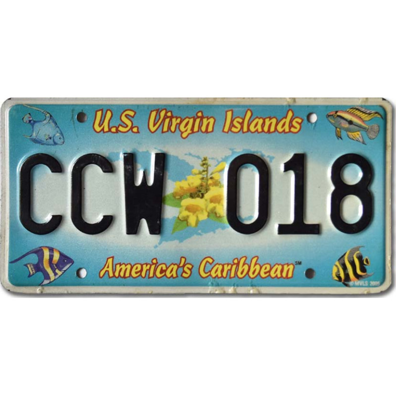 Amerikai rendszám Virgin Island Carribean CCW 018