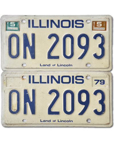 Amerikai rendszám Illinois Land of Lincoln ON 2093 pár