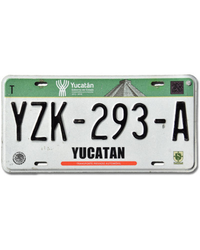 Mexikói rendszám Yucatan YZK-293-A