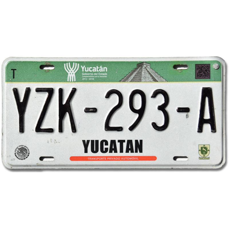 Mexikói rendszám Yucatan YZK-293-A