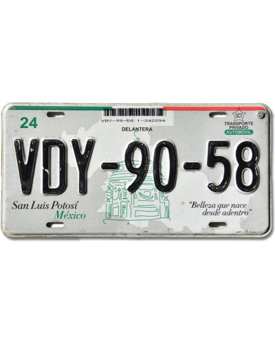 Mexikói rendszám San Luis Potosí VDY-90-58