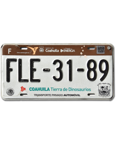 Mexikói rendszám Coahuila Dinosaurios FLE-31-89