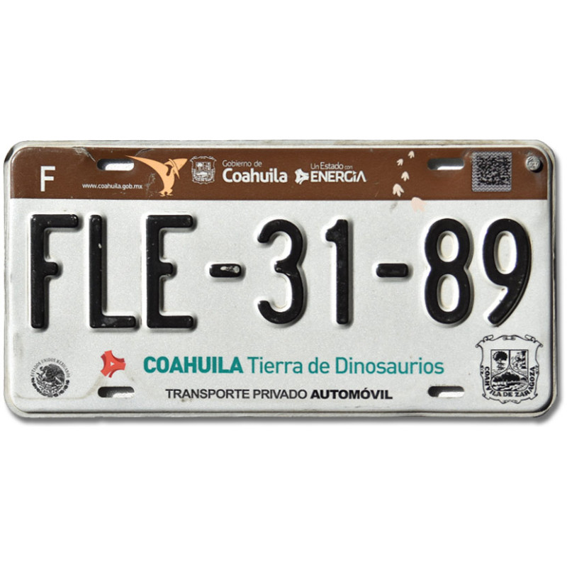 Mexikói rendszám Coahuila Dinosaurios FLE-31-89
