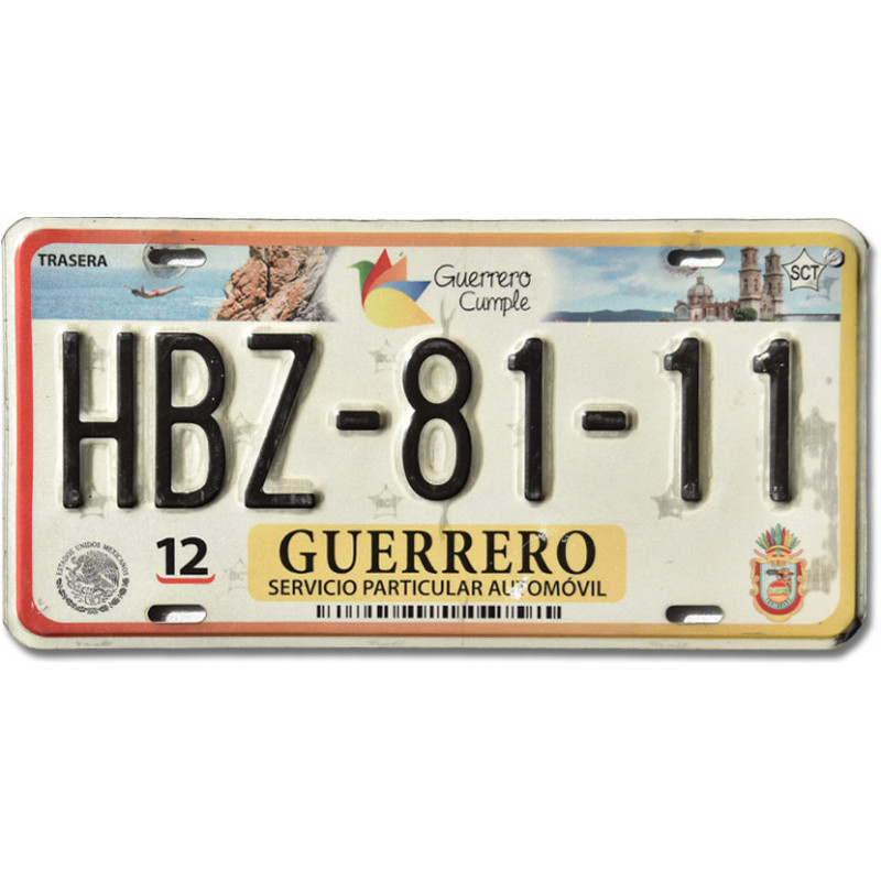 Mexikói rendszám Guerrero HBZ-81-11