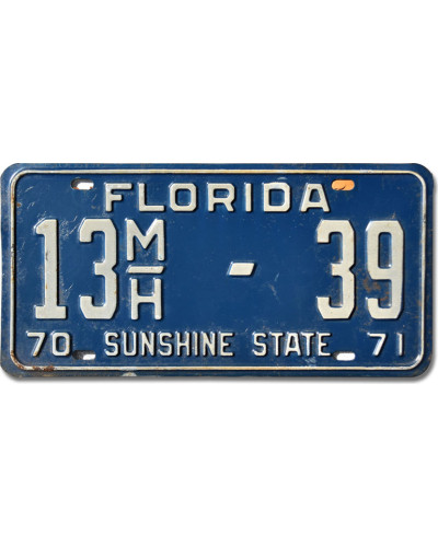 Amerikai rendszám Florida 1970 Sunshine State 13MH-39