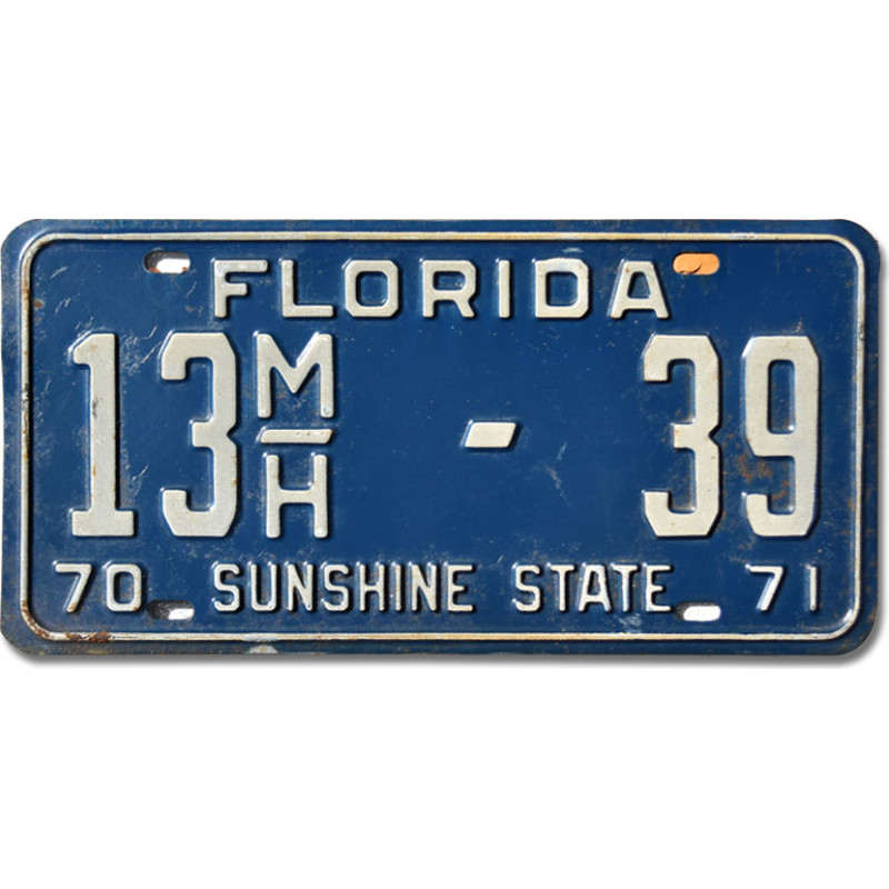 Amerikai rendszám Florida 1970 Sunshine State 13MH-39