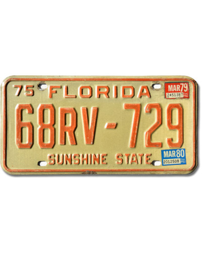 Amerikai rendszám Florida 1975 Sunshine State 68RV-729