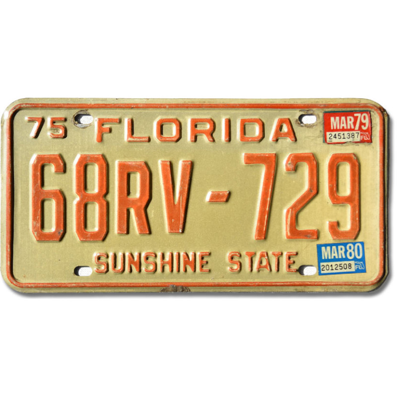 Amerikai rendszám Florida 1975 Sunshine State 68RV-729