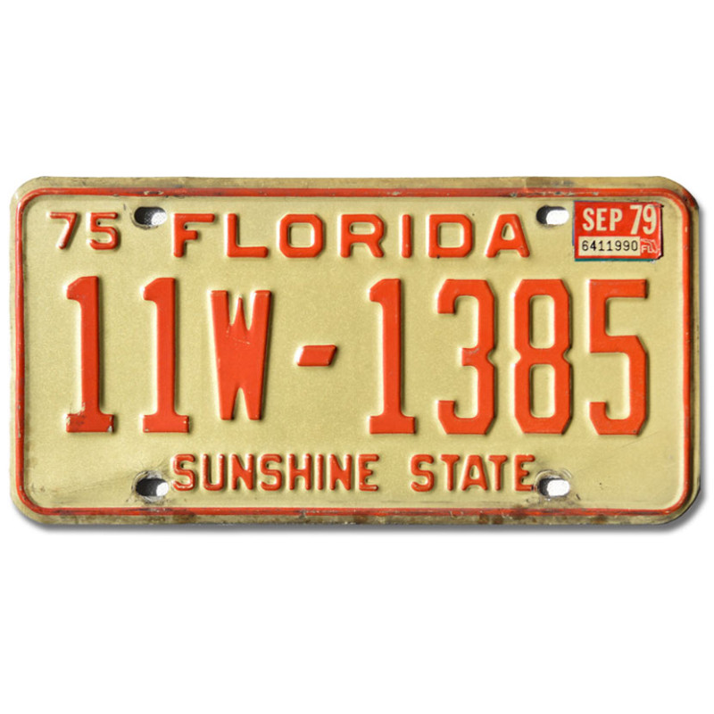 Amerikai rendszám Florida 1975 Sunshine State 11W-1385