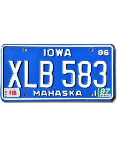 Amerikai rendszám Iowa 1986 Blue XLB 583