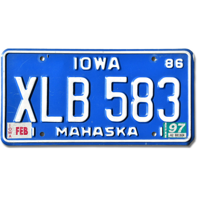 Amerikai rendszám Iowa 1986 Blue XLB 583