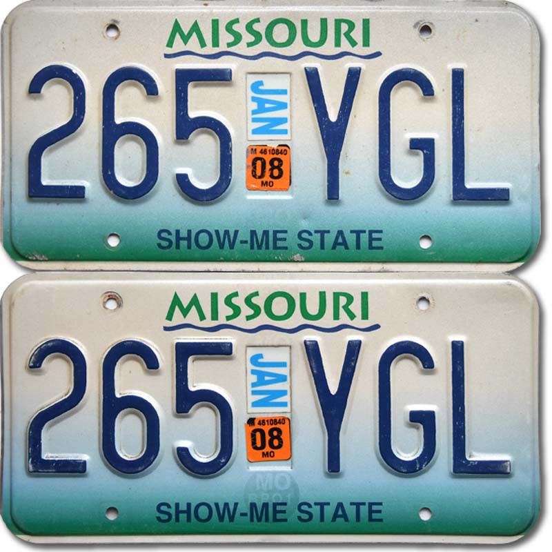 Americká SPZ Missouri Show Me State 265-YGL pár