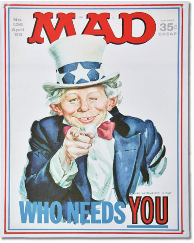 Fém tábla MAD Who Needs You 38 cm x 30 cm