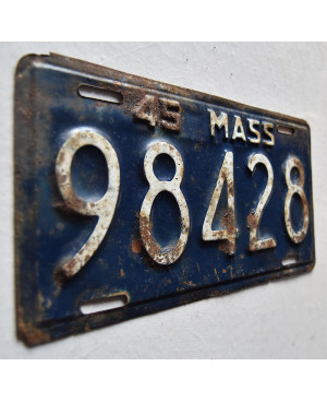 Amerikai rendszám Massachusetts 1945 Blue 98428