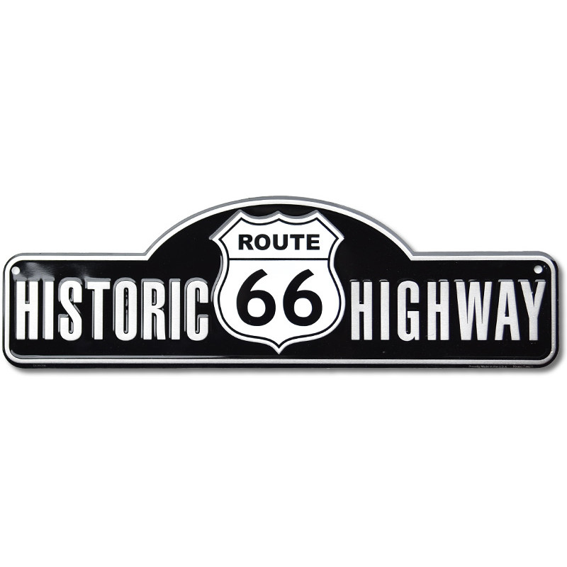 Fém tábla Route 66 Highway Old Fashioned 46 cm x 14 cm