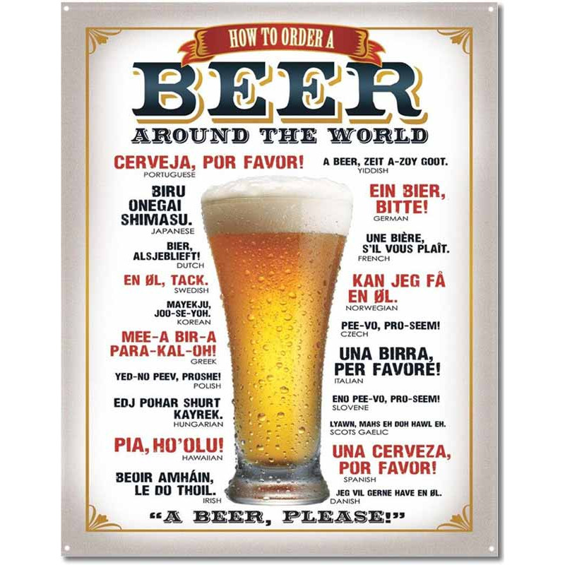 Fém tábla Beer Around the World 40 cm x 32 cm
