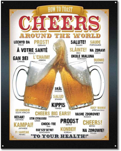 Fém tábla Cheers Around the World 40 cm x 32 cm