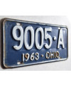 Amerikai rendszám Ohio 1963 Blue 9005-A