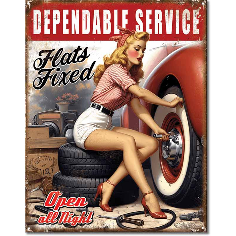 Fém tábla Dependable Service All Night 40 cm x 32 cm