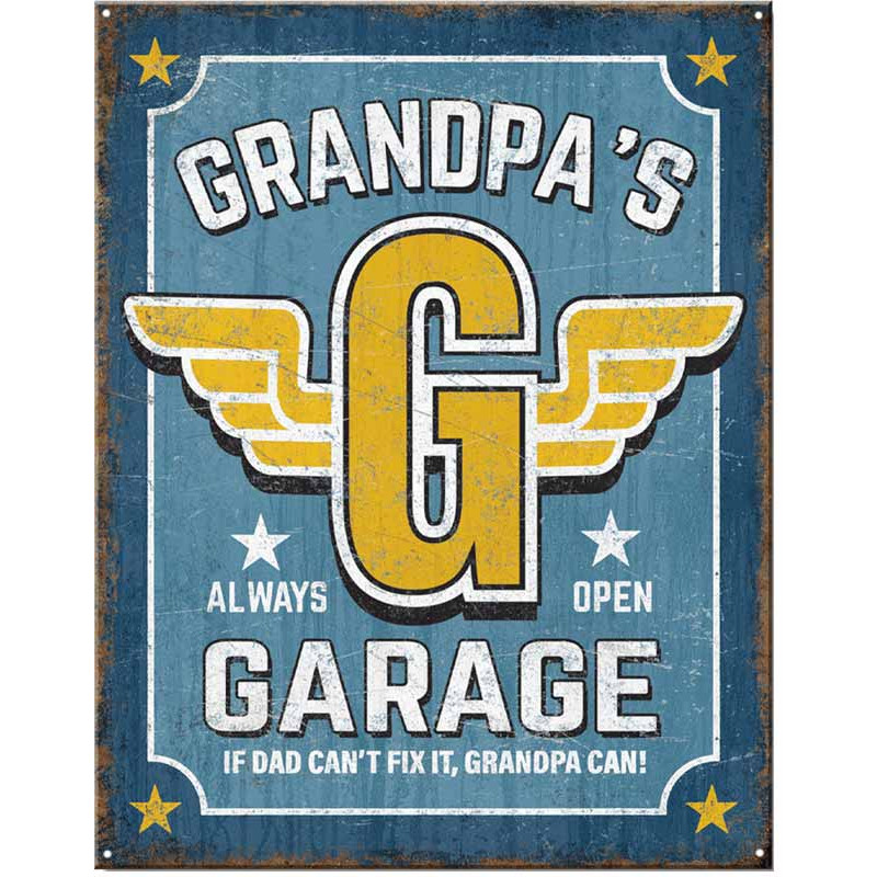 Fém tábla Grandpa´s Garage 40 cm x 32 cm