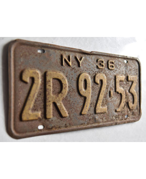 Amerikai rendszám New York 1936 Black 2R 92.53