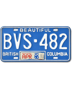 Kanadai rendszám British Columbia Blue Beautiful BVS-482
