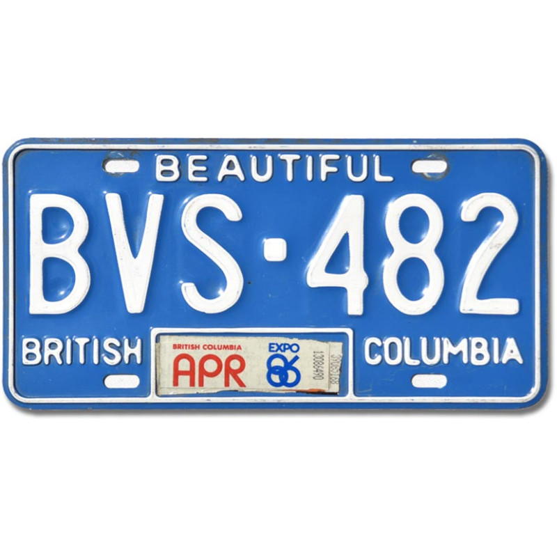 Kanadai rendszám British Columbia Blue Beautiful BVS-482