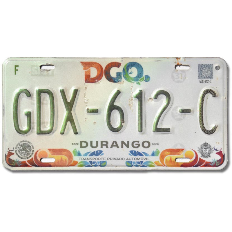 Mexikói rendszám Durango GDX-612-C