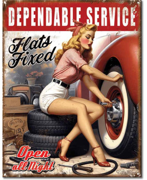 Plechová cedule Dependable Service All Night 40 cm x 32 cm