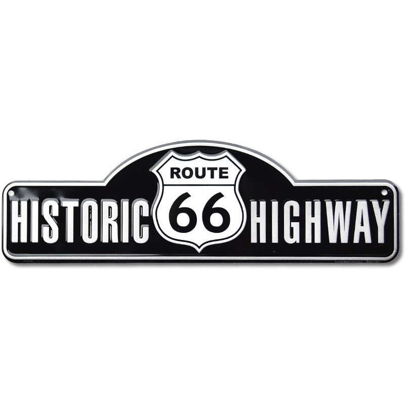 Fém tábla Route 66 Highway Old Fashioned 46 cm x 14 cm