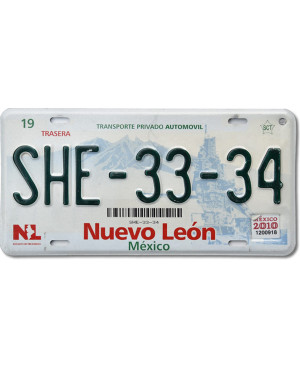 Mexikói rendszám Nuevo León SHE-33-34