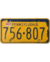 Amerikai rendszám Pennsylvania Yellow 756-807