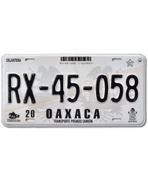 Mexikói rendszám Oaxaca RX-45-058