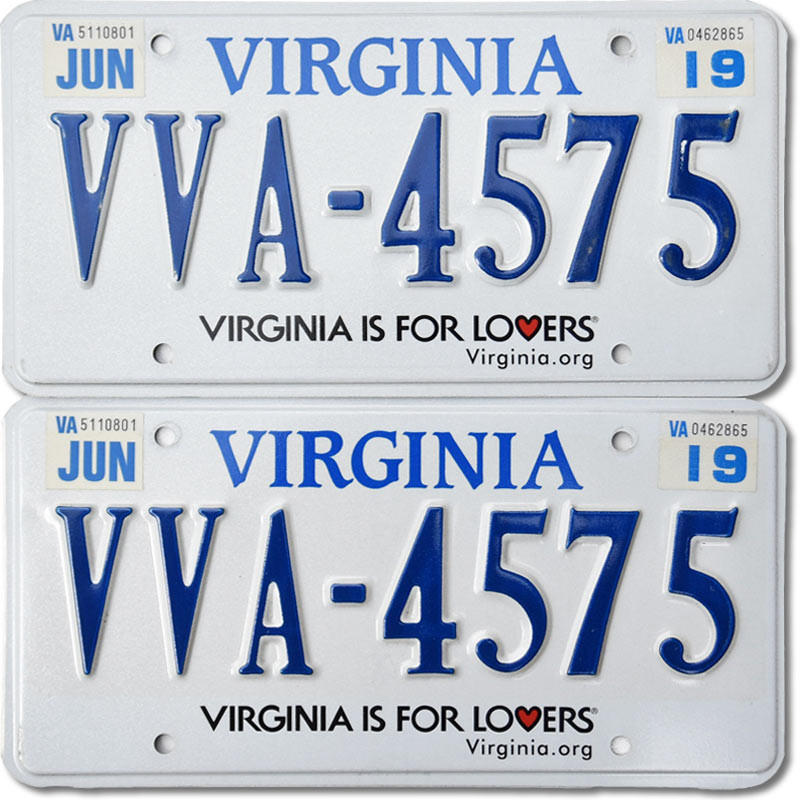 Amerikai rendszám Virginia For Lovers VVA-4575 pár