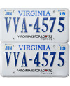 Amerikai rendszám Virginia For Lovers VVA-4575 pár