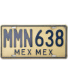 Mexikói rendszám Estado De Mexico MMN638