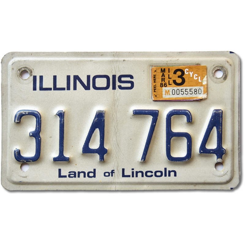 Motoros amerikai rendszám Illinois 314 764