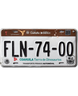 Mexikói rendszám Coahuila Dinosaurios FLN-74-00
