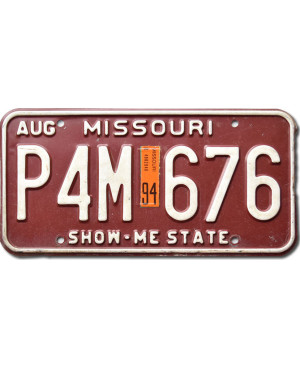 Amerikai rendszám Missouri 1994 Show Me P4M 676