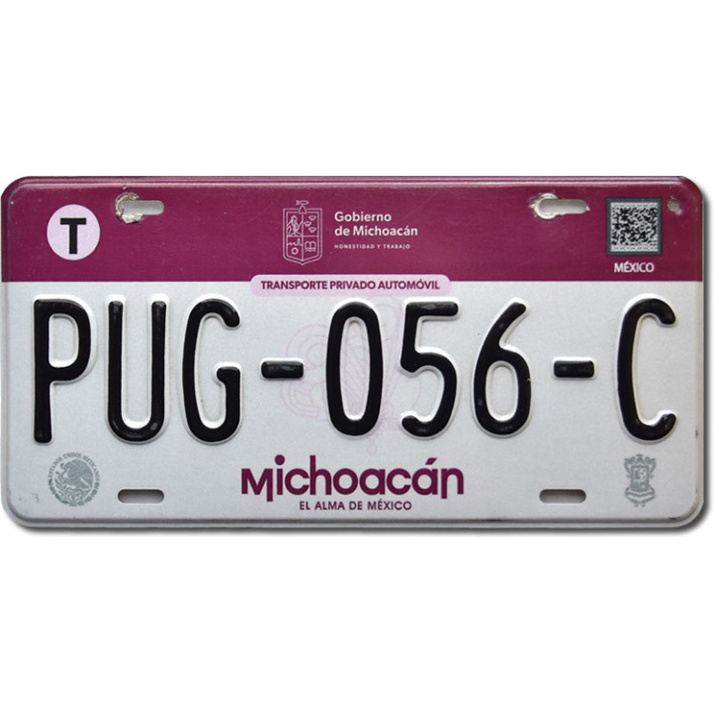 Mexikói rendszám Michoacán PUG-056-C