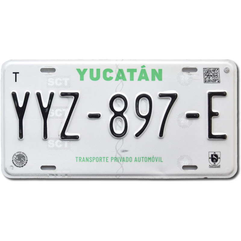 Mexikói rendszám Yucatán YYZ-897-E