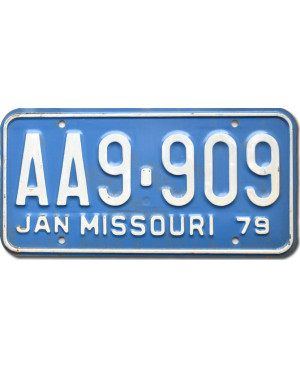 Amerikai rendszám Missouri 1979 Blue AA9-909