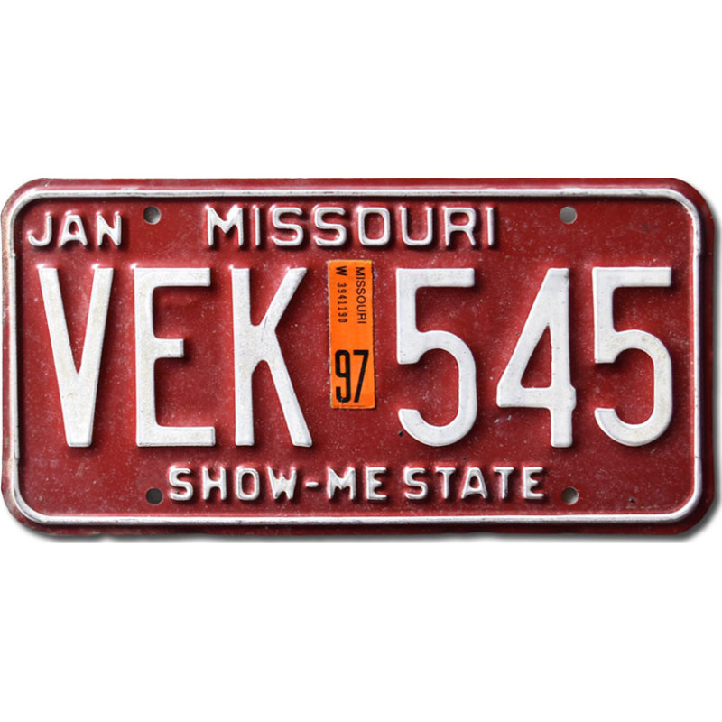 Amerikai rendszám Missouri 1997 Red VEK 545