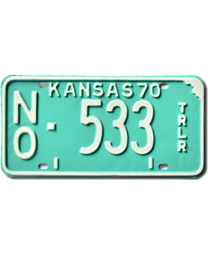 Amerikai rendszám Kansas 1970 Green Trailer NO 533