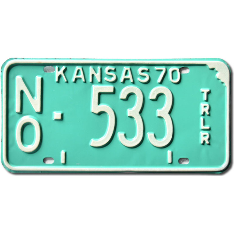 Amerikai rendszám Kansas 1970 Green Trailer NO 533