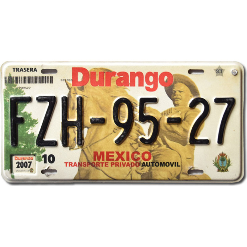 Mexikói rendszám Durango 2007 FZH-95-27